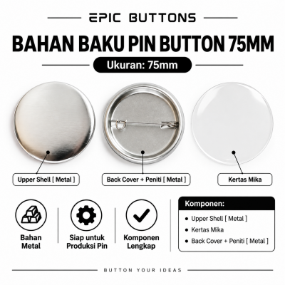 Bahan Baku Badge Pin 75mm Set Lengkap Metal Mika Peniti untuk Usaha Custom Pin